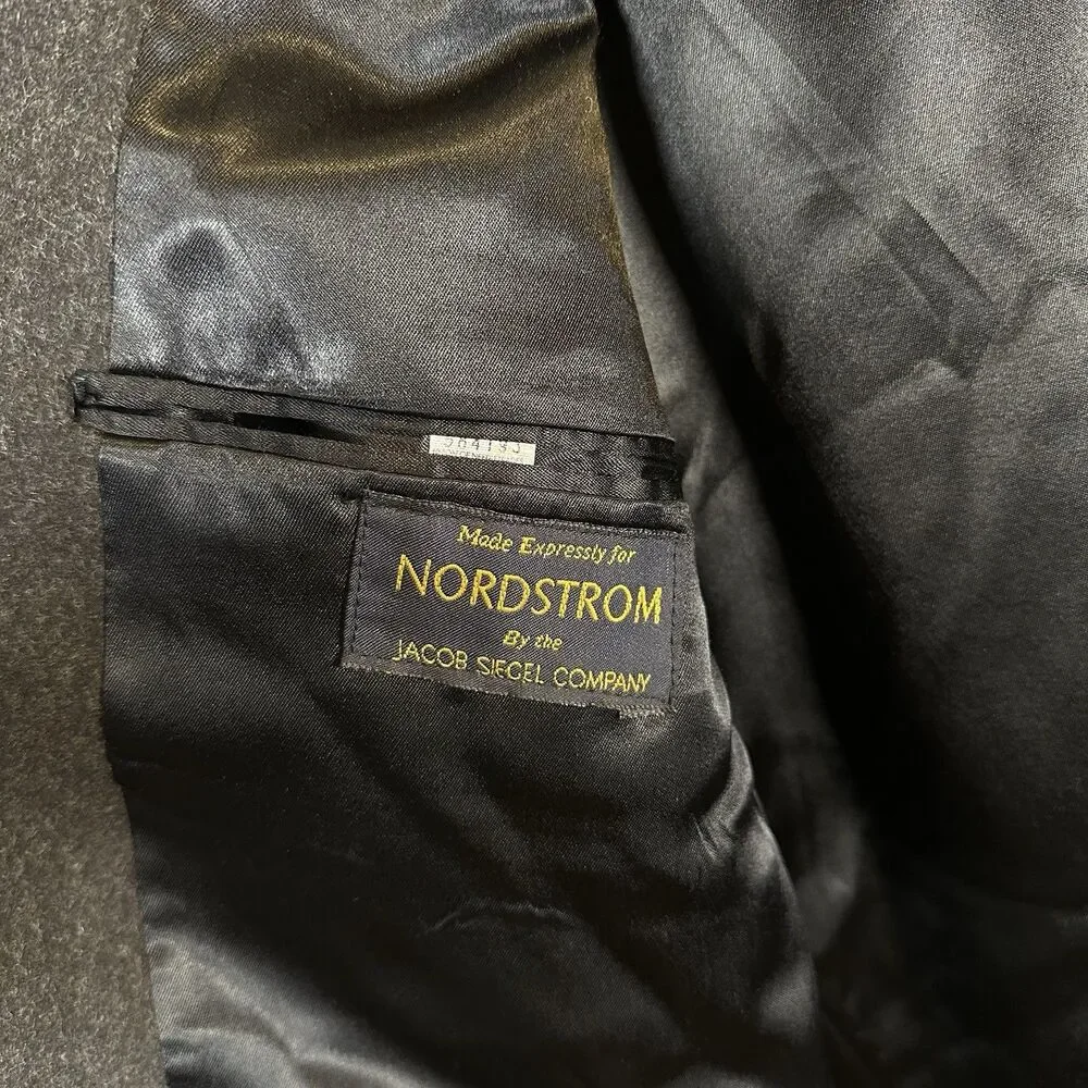 Nordstrom Jacob Siegel Company 100% Lambswool Coat Peacoat Charcoal Gray Mens 44